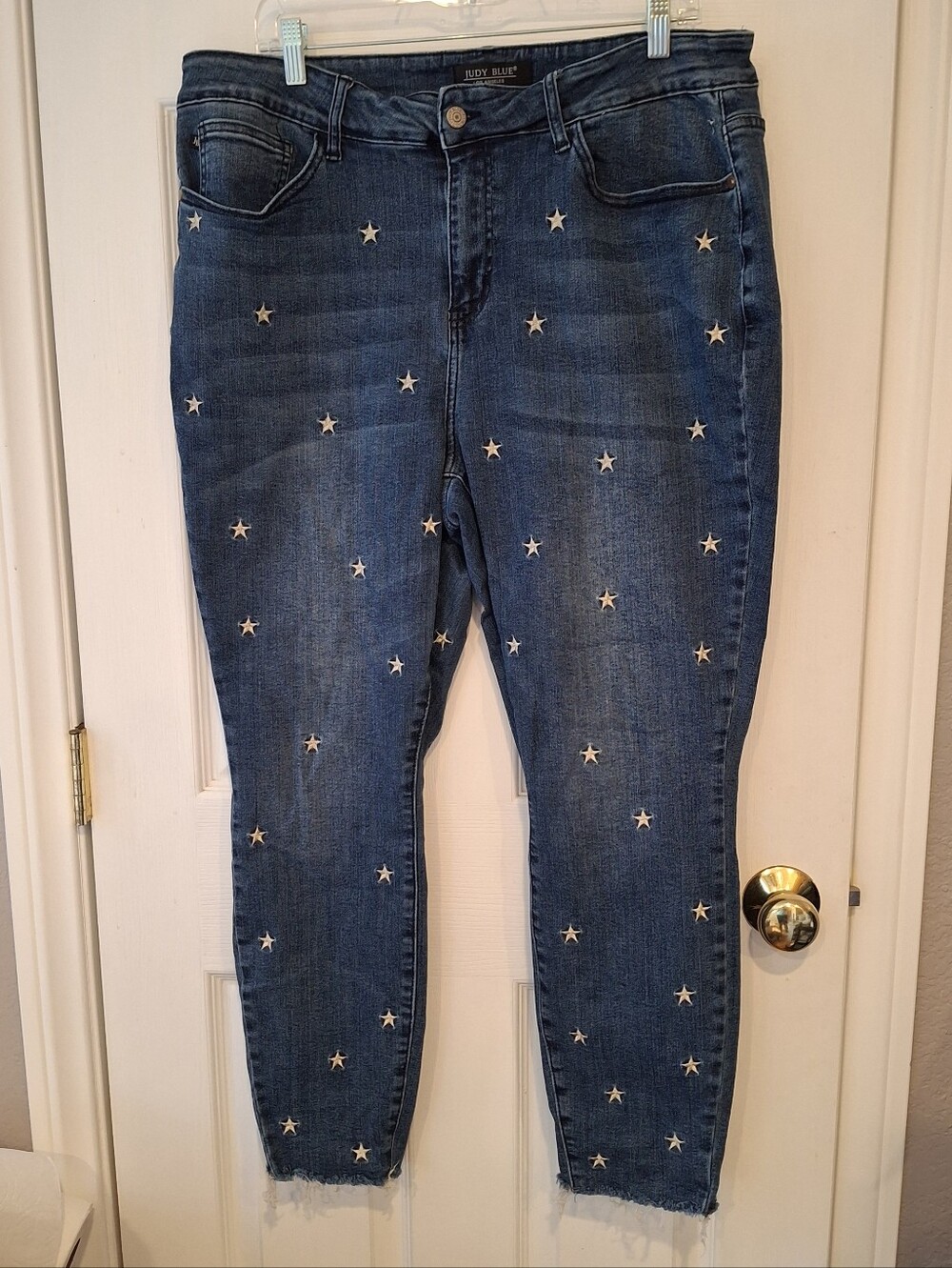 Judy Blue Star Embroidered Skinny Fit Jeans Size 20W High Rise Frayed  JB88264